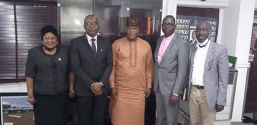 Group picture taken after a meeting with the Permanent Secretary Ministry of Transportation.